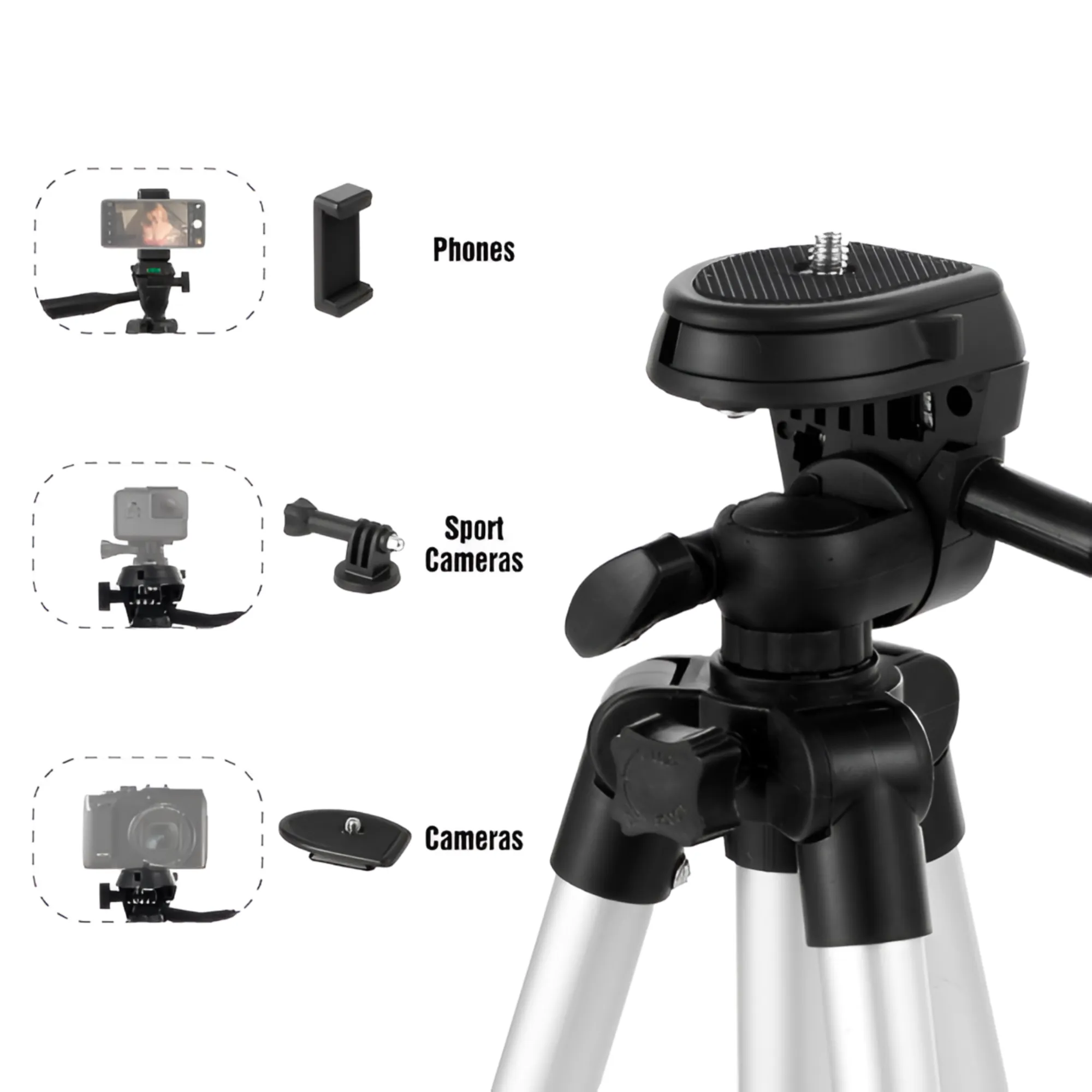 1.2M Tripod with Phone Holder & Carry Case – Adjustable Stand for Cameras