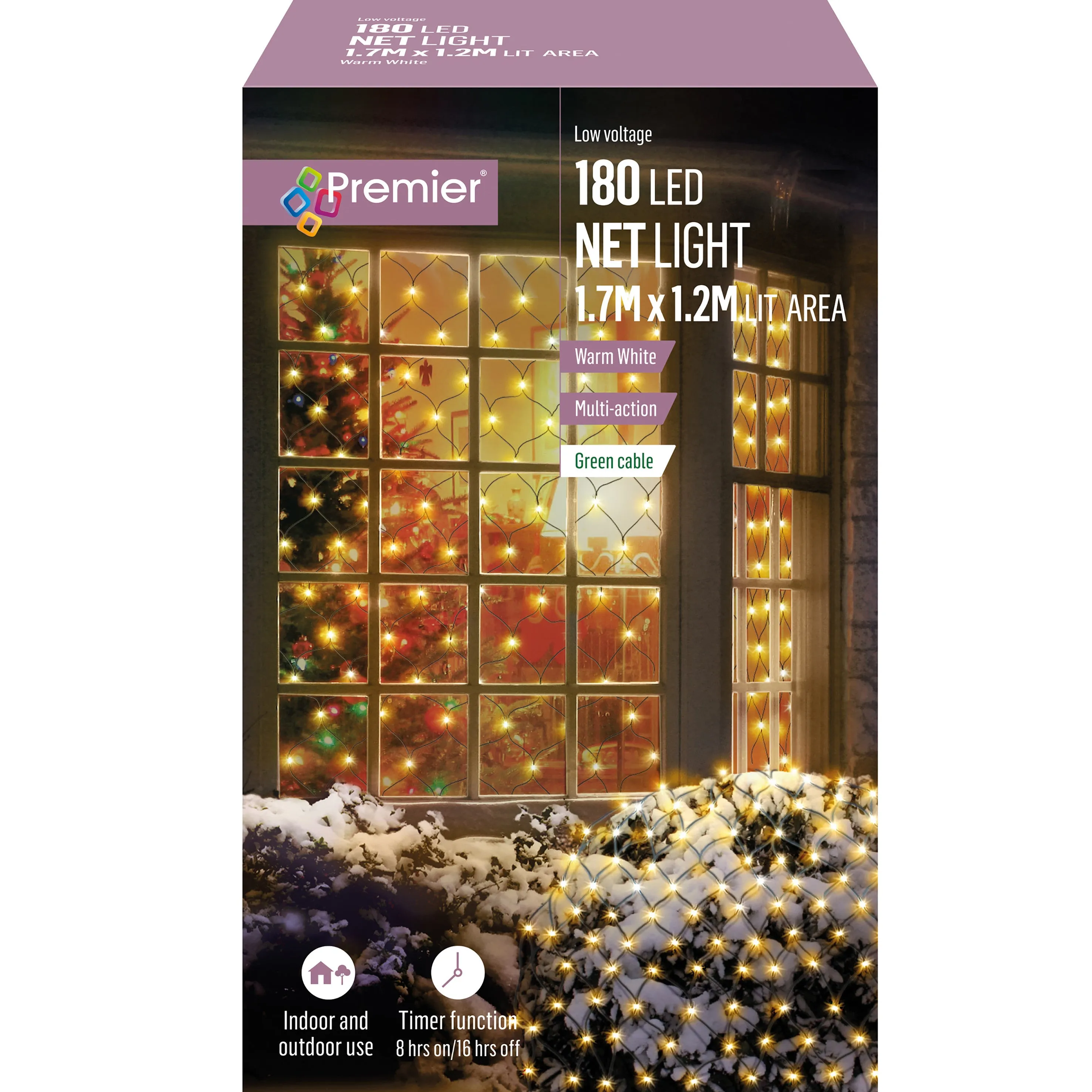 180L 1.75x1.2m LED Multi Action Net Light- Warm White