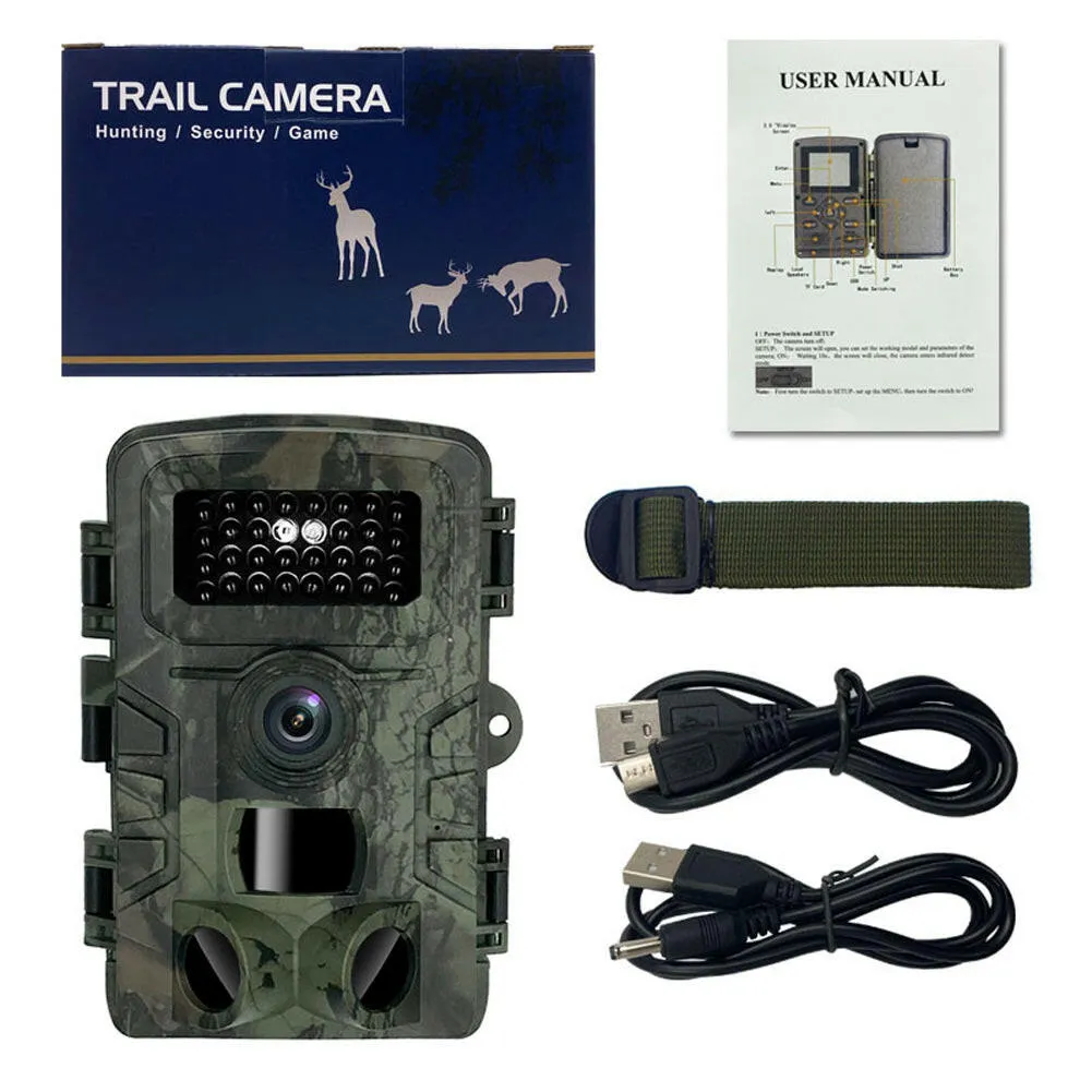 36MP 1080P  Day Night Photo Video Taking Camera Multi-function Outdoor Huntings Animal Observation House Monitoring Camera IP54 Waterproof 2.0 Inch Display 12 Languages with 34 Infrared Lights Camera