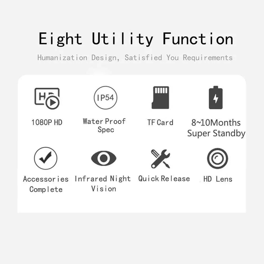 36MP 1080P  Day Night Photo Video Taking Camera Multi-function Outdoor Huntings Animal Observation House Monitoring Camera IP54 Waterproof 2.0 Inch Display 12 Languages with 34 Infrared Lights Camera