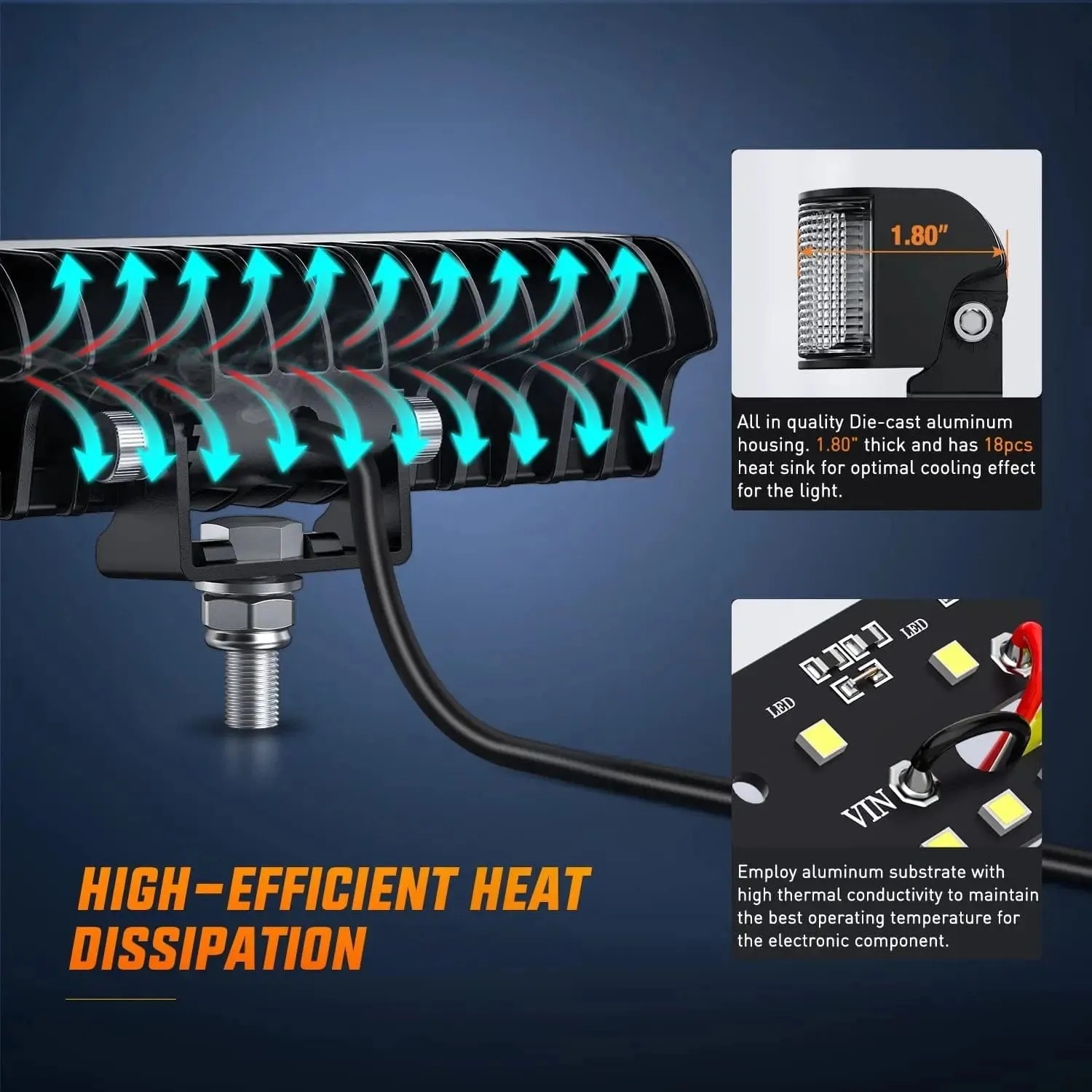 6.5 Inch 60W Side Shooter Quadruple Row Spot Flood LED Light Bars (Pair)