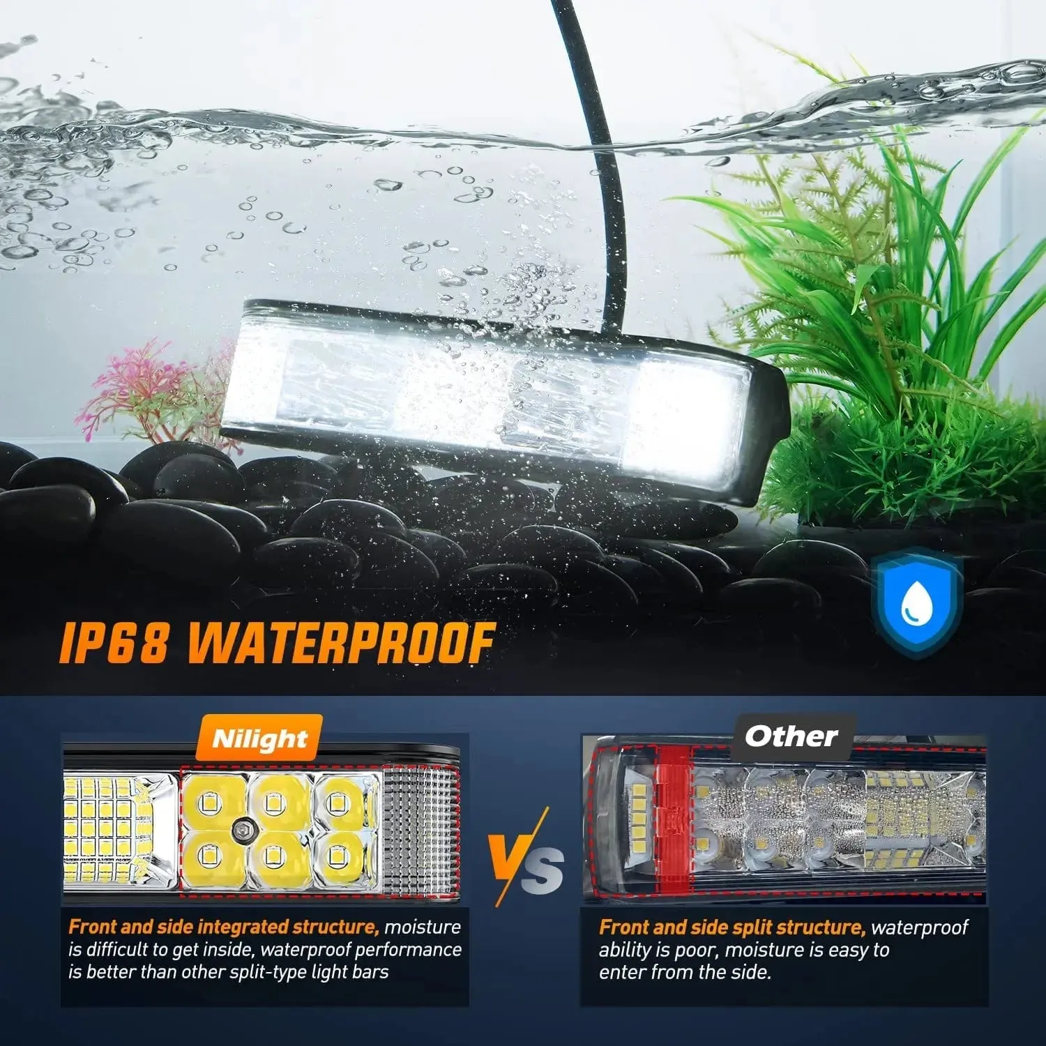 6.5 Inch 60W Side Shooter Quadruple Row Spot Flood LED Light Bars (Pair)