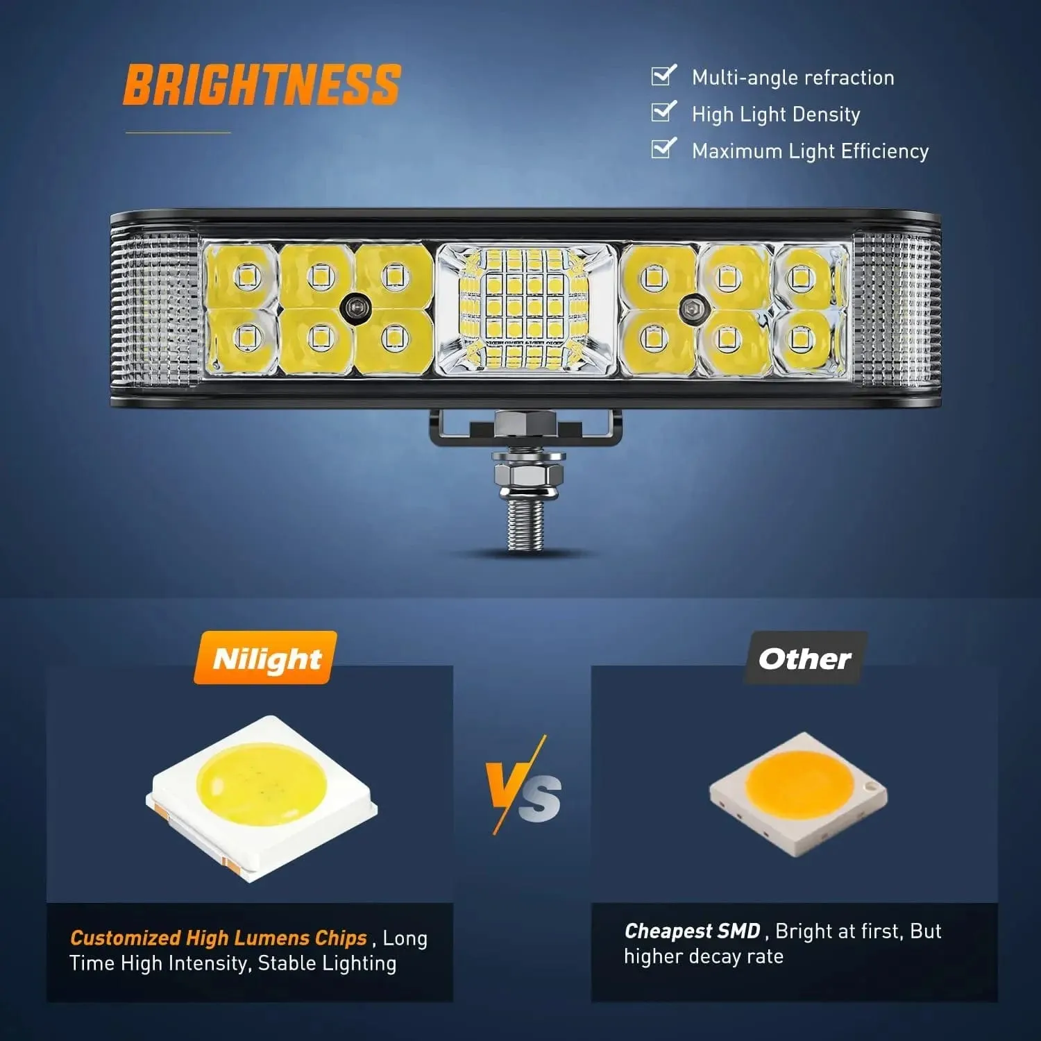 6.5 Inch 60W Side Shooter Quadruple Row Spot Flood LED Light Bars (Pair)