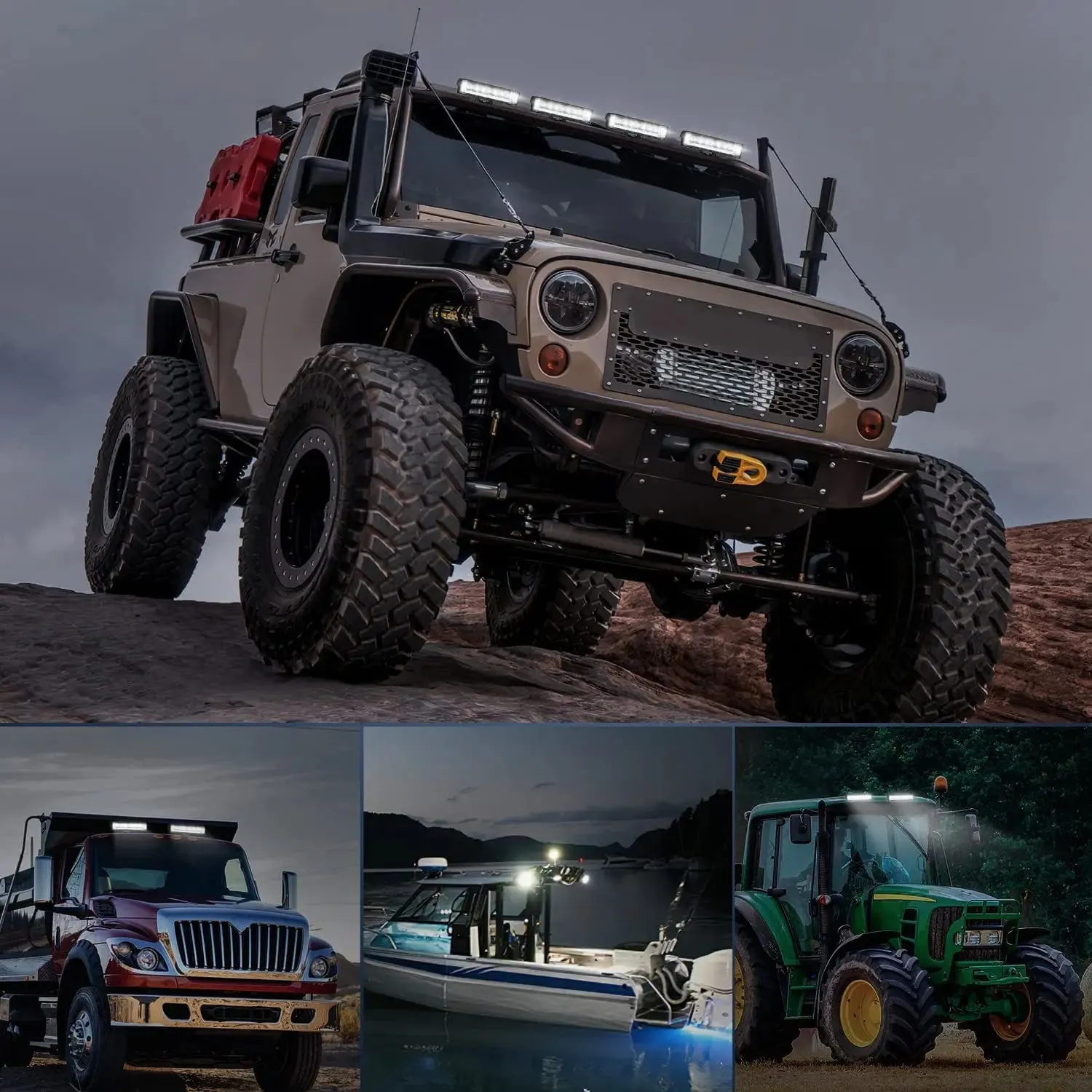 6.5 Inch 60W Side Shooter Quadruple Row Spot Flood LED Light Bars (Pair)