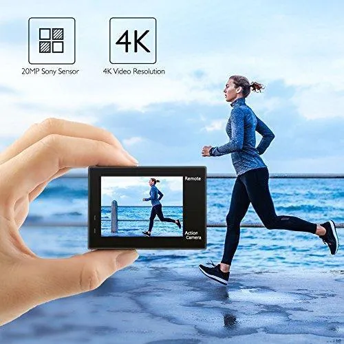 AKASO Brave 4 4K 20MP WiFi Action Camera Ultra HD with EIS 30m Underwater Waterproof Camera Remote Control 5X Zoom Underwater Camcorder with 2 Batteries and Helmet Accessories Kit