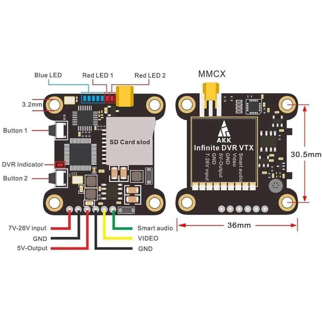 AKK Infinite DVR 30x30 25-1000mW 5.8GHz VTX - MMCX