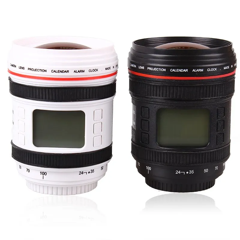 Alarm Clock Camera Lens Projection Music LCD