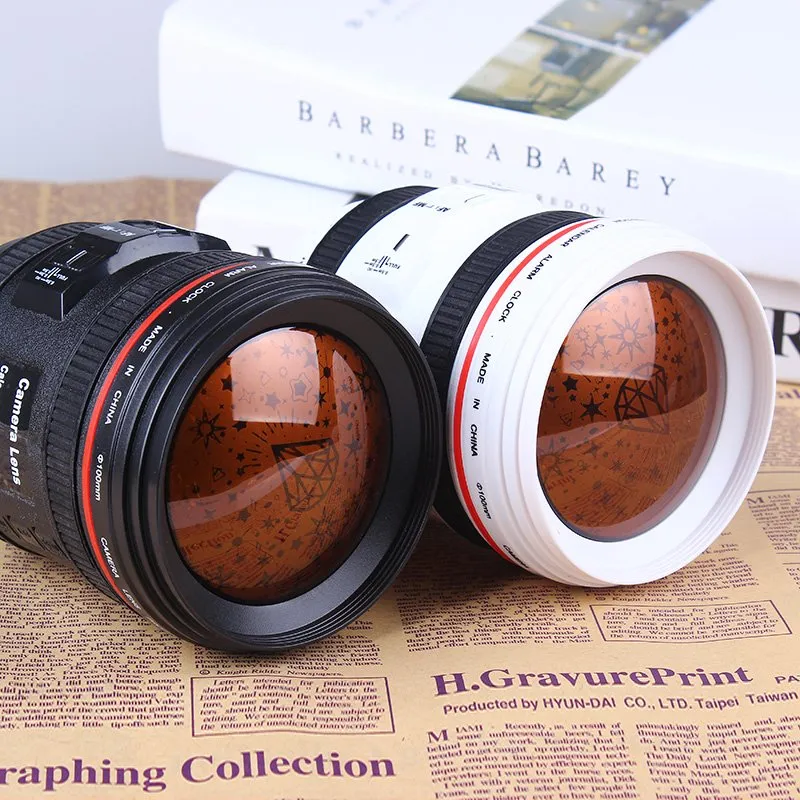 Alarm Clock Camera Lens Projection Music LCD