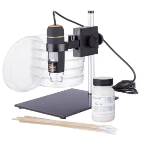 AmScope UTP Series STEM 0.3MP USB Handheld Digital Microscope on Track Stand with Bacteria Science Kit