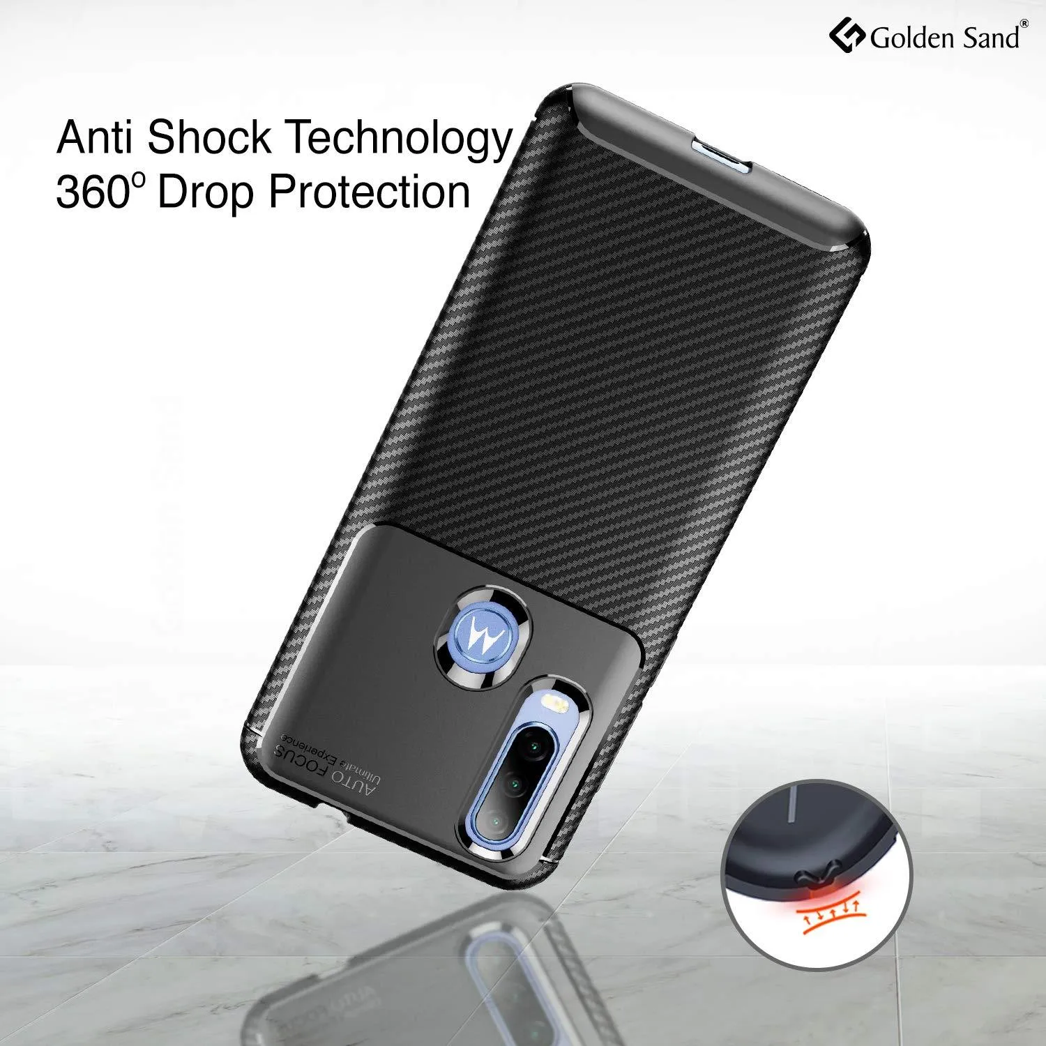 Aramid Fibre Series Shockproof Armor Back Cover for Moto One Action 6.3 inch, Black