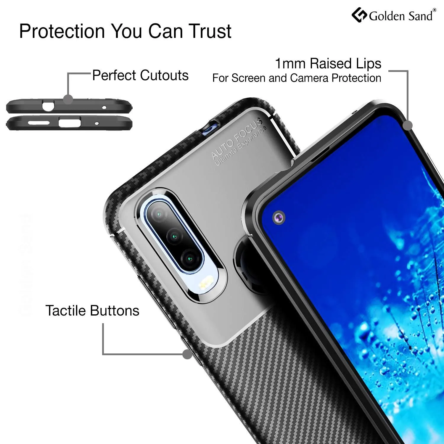Aramid Fibre Series Shockproof Armor Back Cover for Moto One Action 6.3 inch, Black