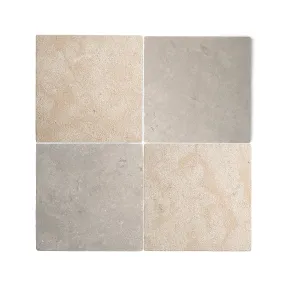 Azru Grey Tumbled & Azru Sand Hammered 12x12 Moroccan Limestone – Checkerboard Bundle