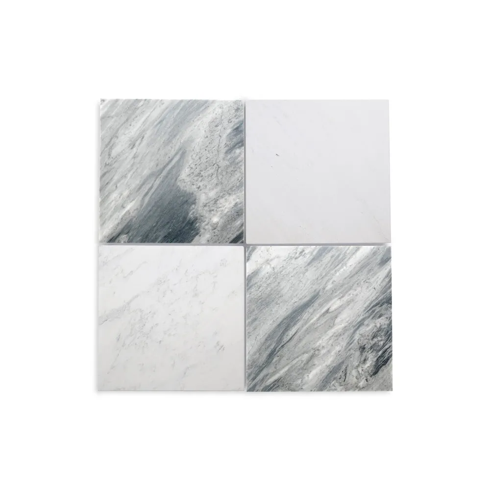 Bardiglio Grey Light 18x18 & Casablanca Carrara 18x18 Honed Checkerboard Bundle