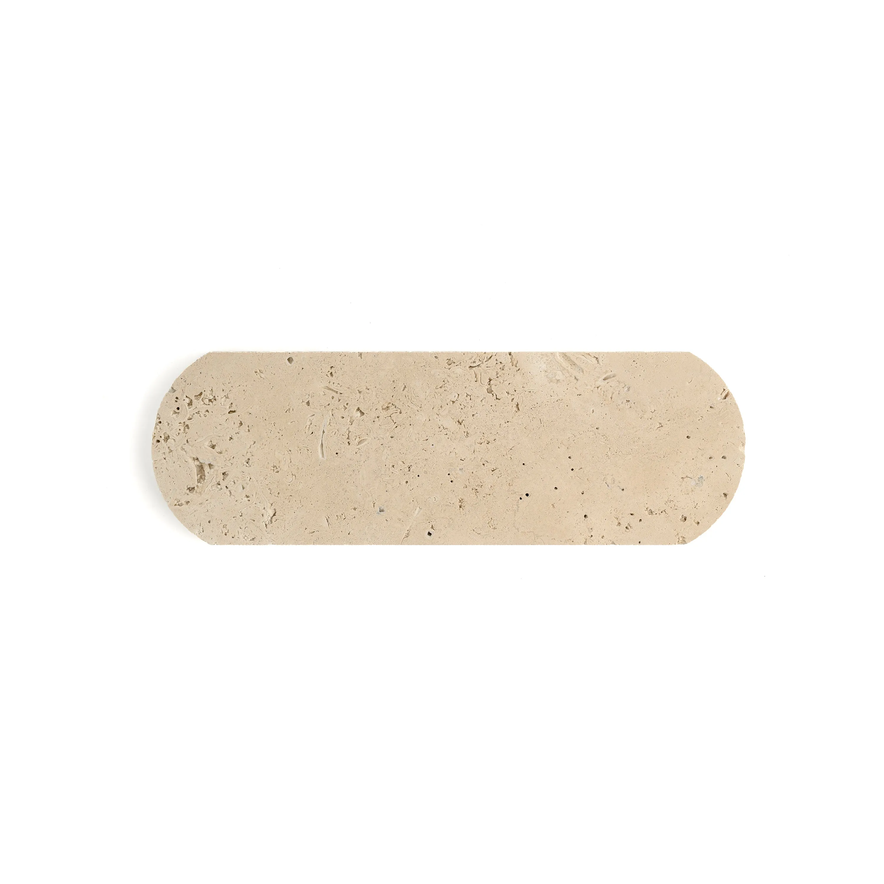 Beige Travertine 3x9 Oval Tile | Honed