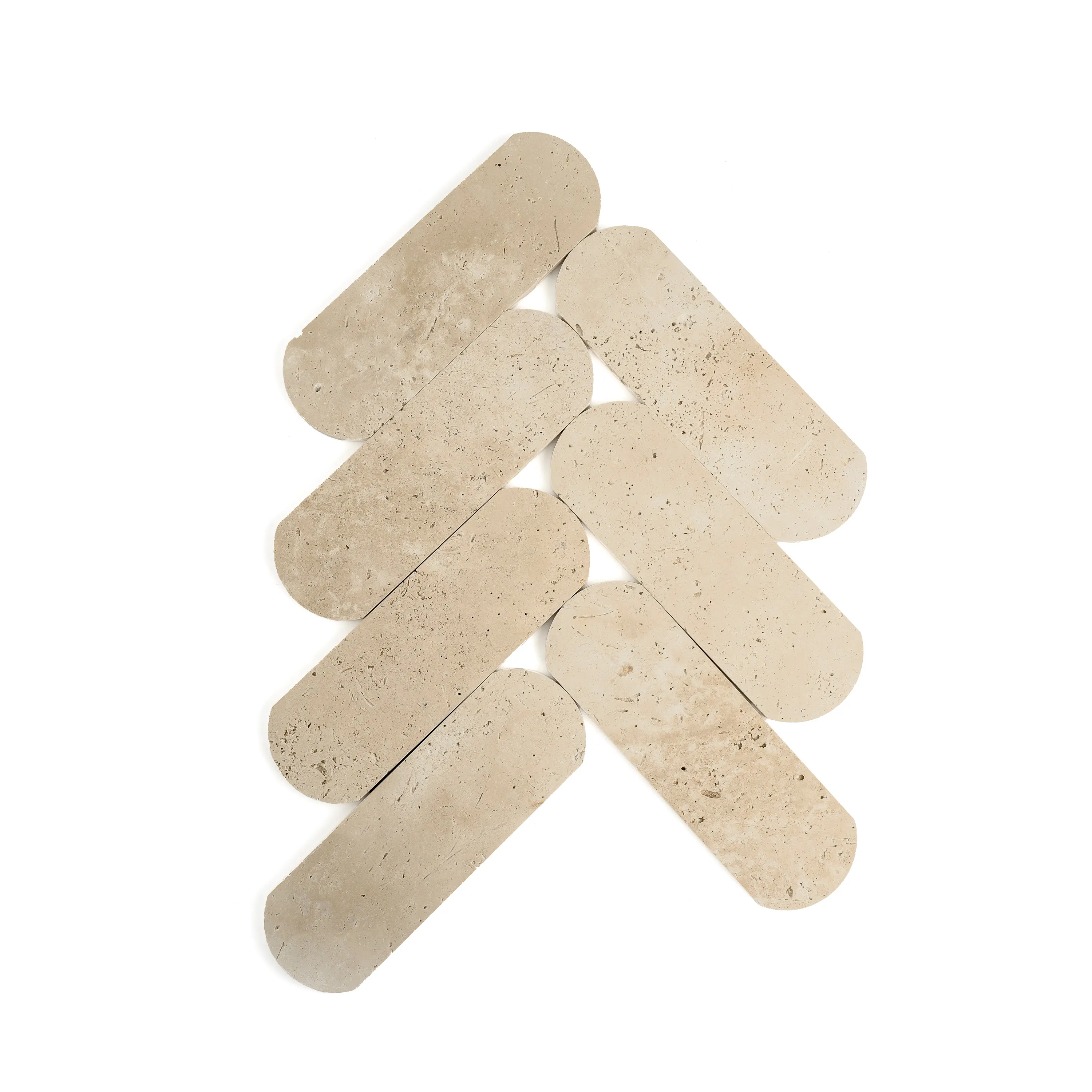 Beige Travertine 3x9 Oval Tile | Honed