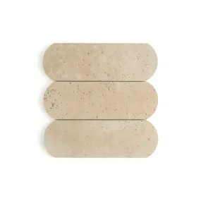 Beige Travertine 3x9 Oval Tile | Honed