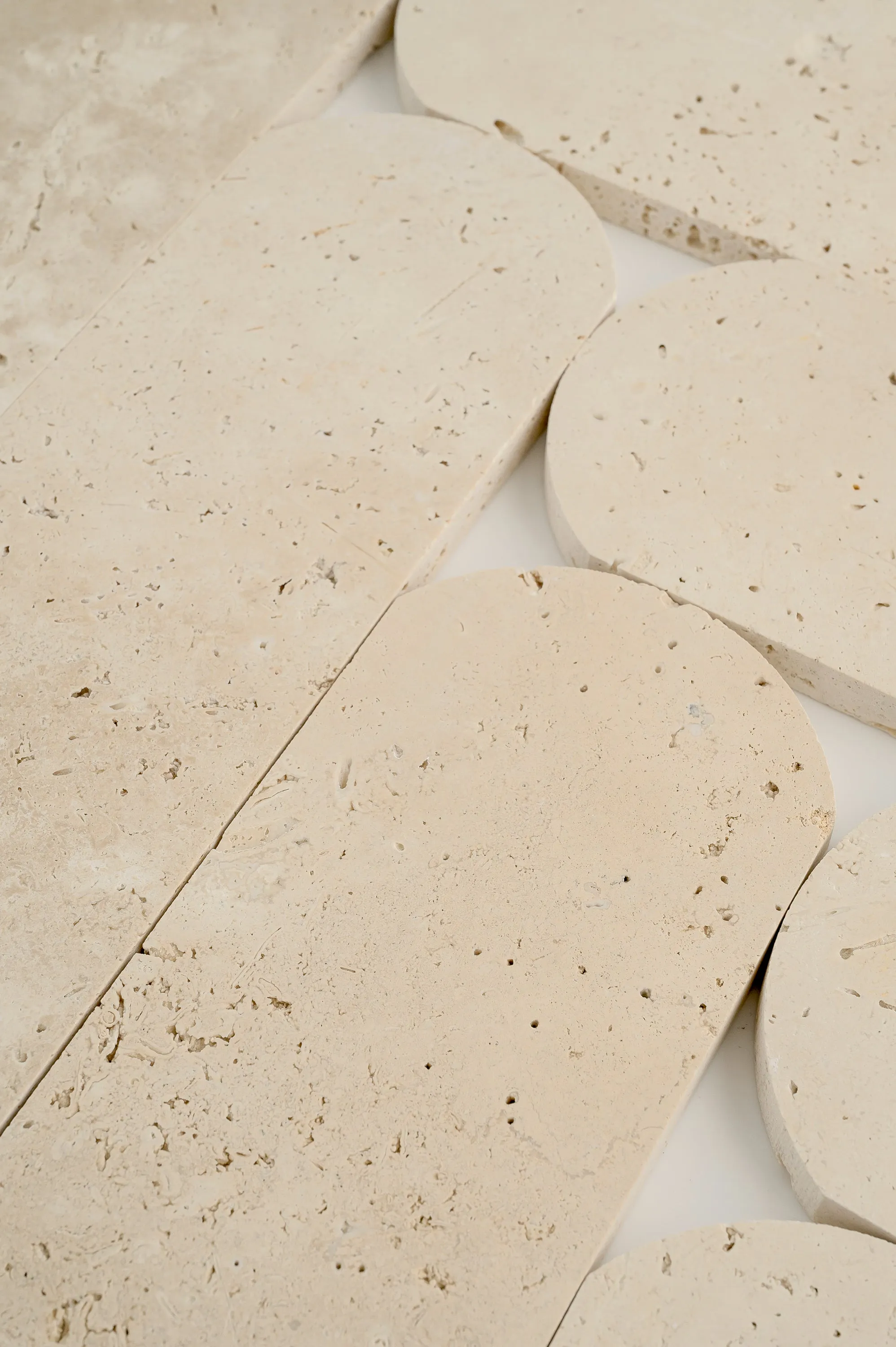 Beige Travertine 3x9 Oval Tile | Honed