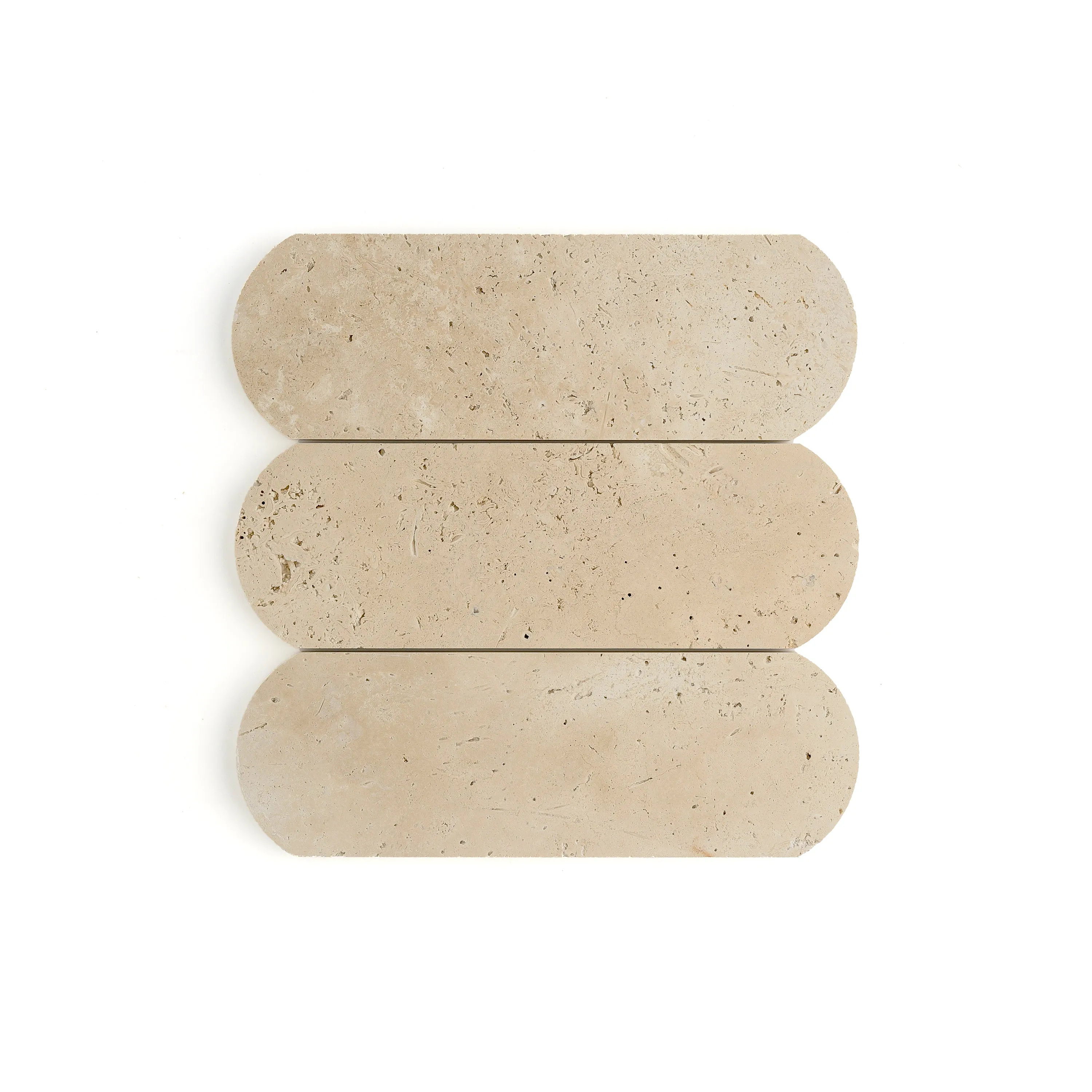 Beige Travertine 3x9 Oval Tile | Honed