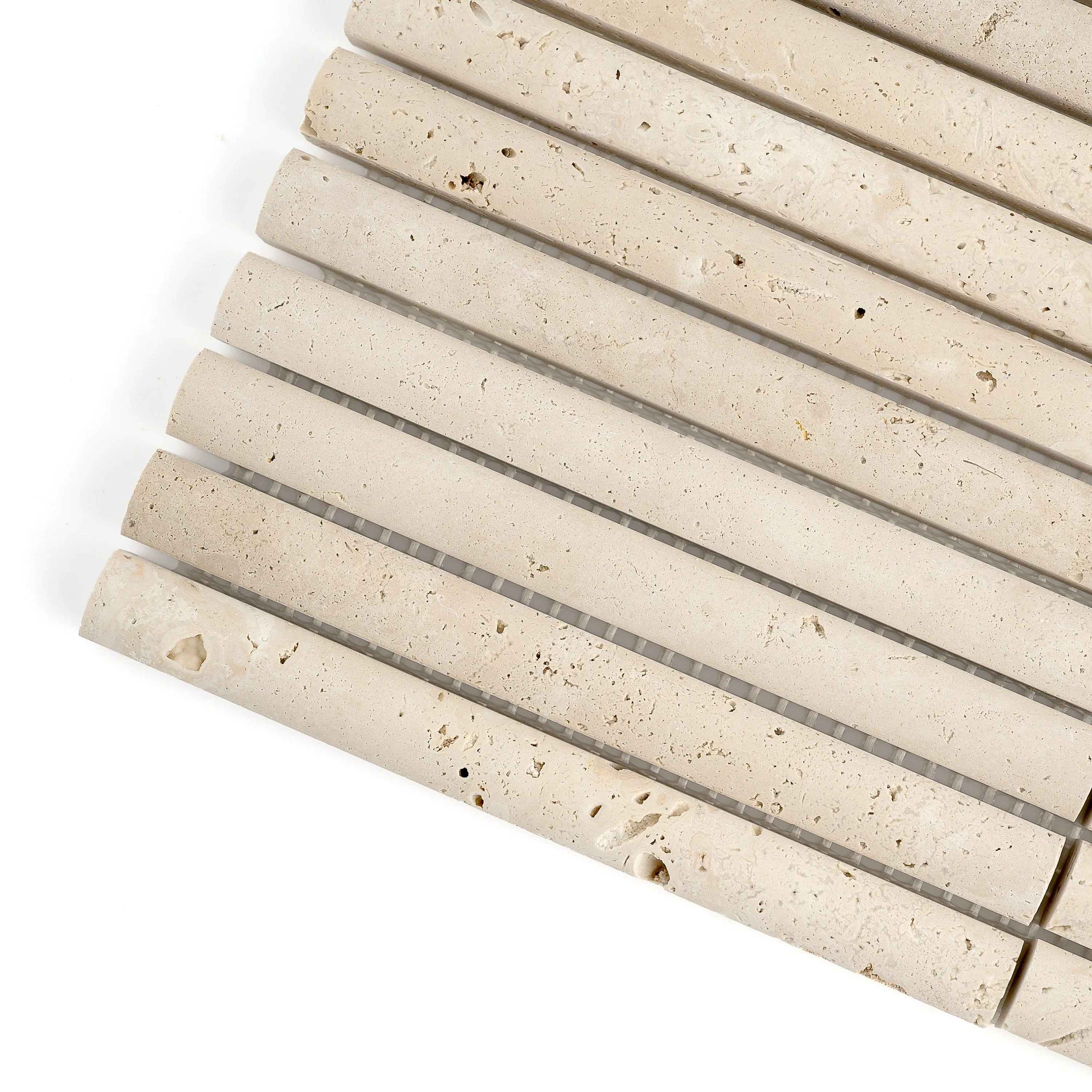 Beige Travertine Cabochon Pencil Mosaic Tile | Honed