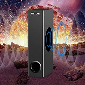 Bestisan Sound Bar/TV Sound Bar with Wired Subwoofer, 120W 2.1 Soundbar, Wired &amp; Wireless Bluetooth 5.0 Speaker for TV, 25 Inch, Optical/Aux/Coaxial, Bass Adjustable Surround Sound for Home Theater | Open Box