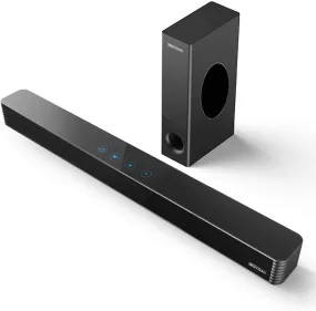 Bestisan Sound Bar/TV Sound Bar with Wired Subwoofer, 120W 2.1 Soundbar, Wired &amp; Wireless Bluetooth 5.0 Speaker for TV, 25 Inch, Optical/Aux/Coaxial, Bass Adjustable Surround Sound for Home Theater | Open Box