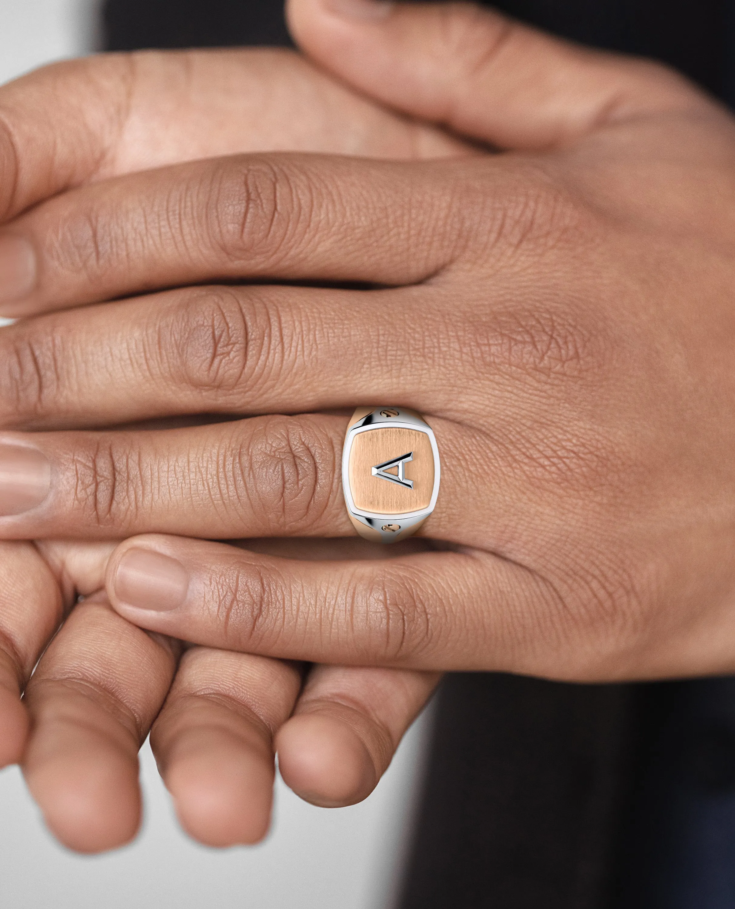 BETZ Two-Tone Gold Initial Signet Ring - Version 1