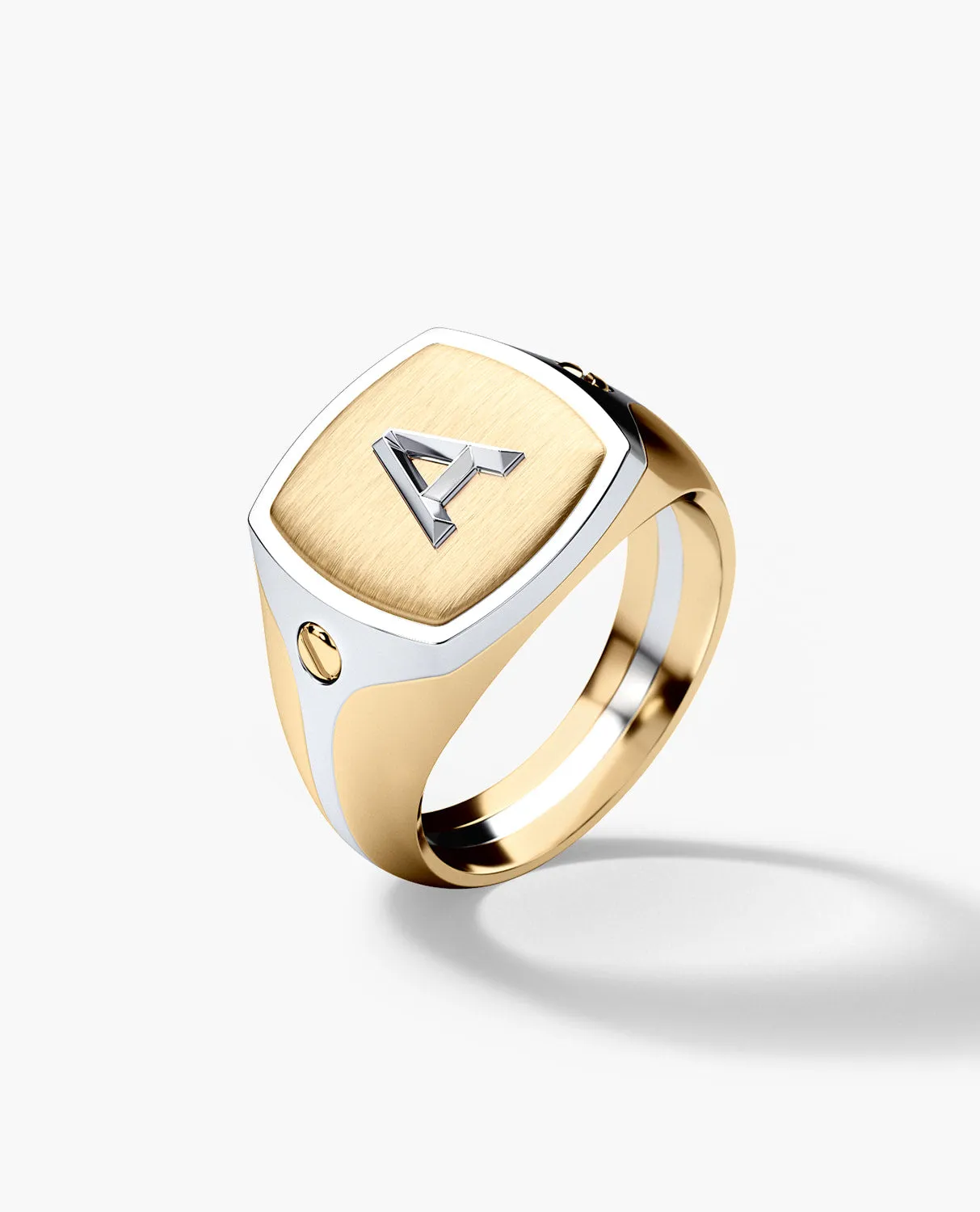 BETZ Two-Tone Gold Initial Signet Ring - Version 1