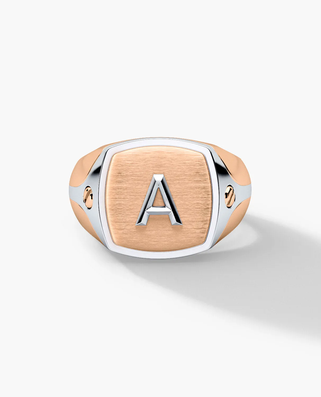BETZ Two-Tone Gold Initial Signet Ring - Version 1