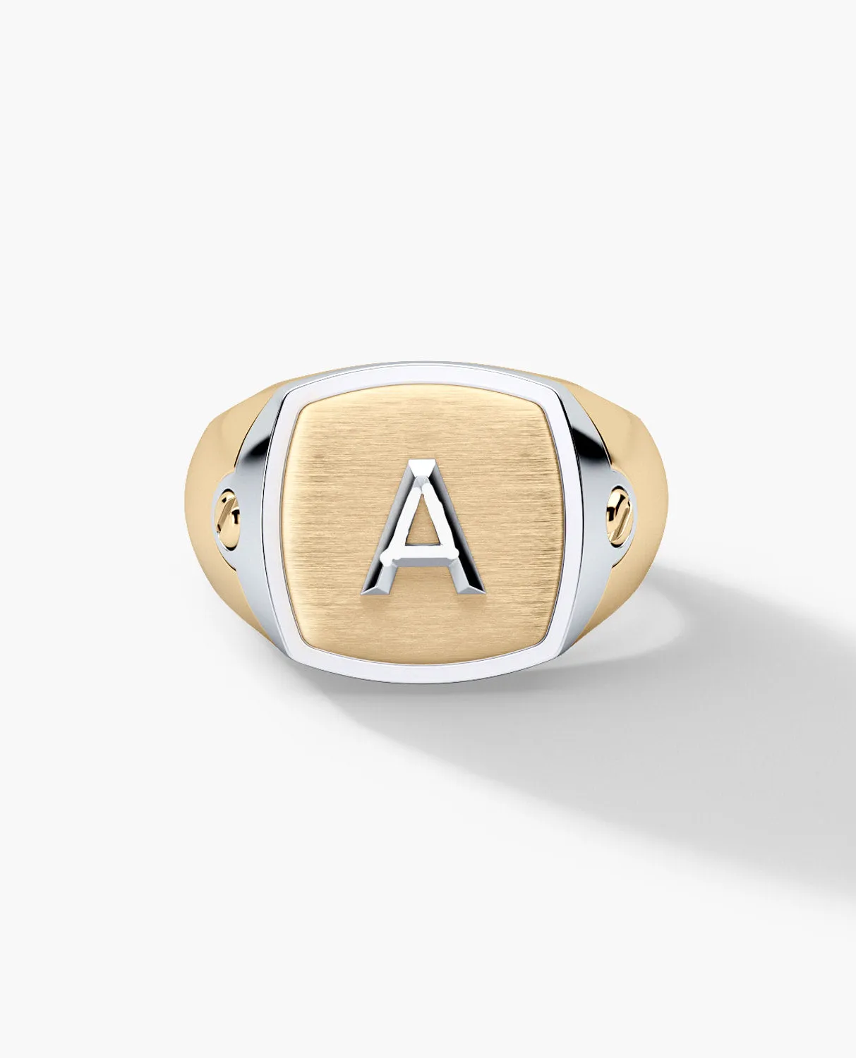 BETZ Two-Tone Gold Initial Signet Ring - Version 2