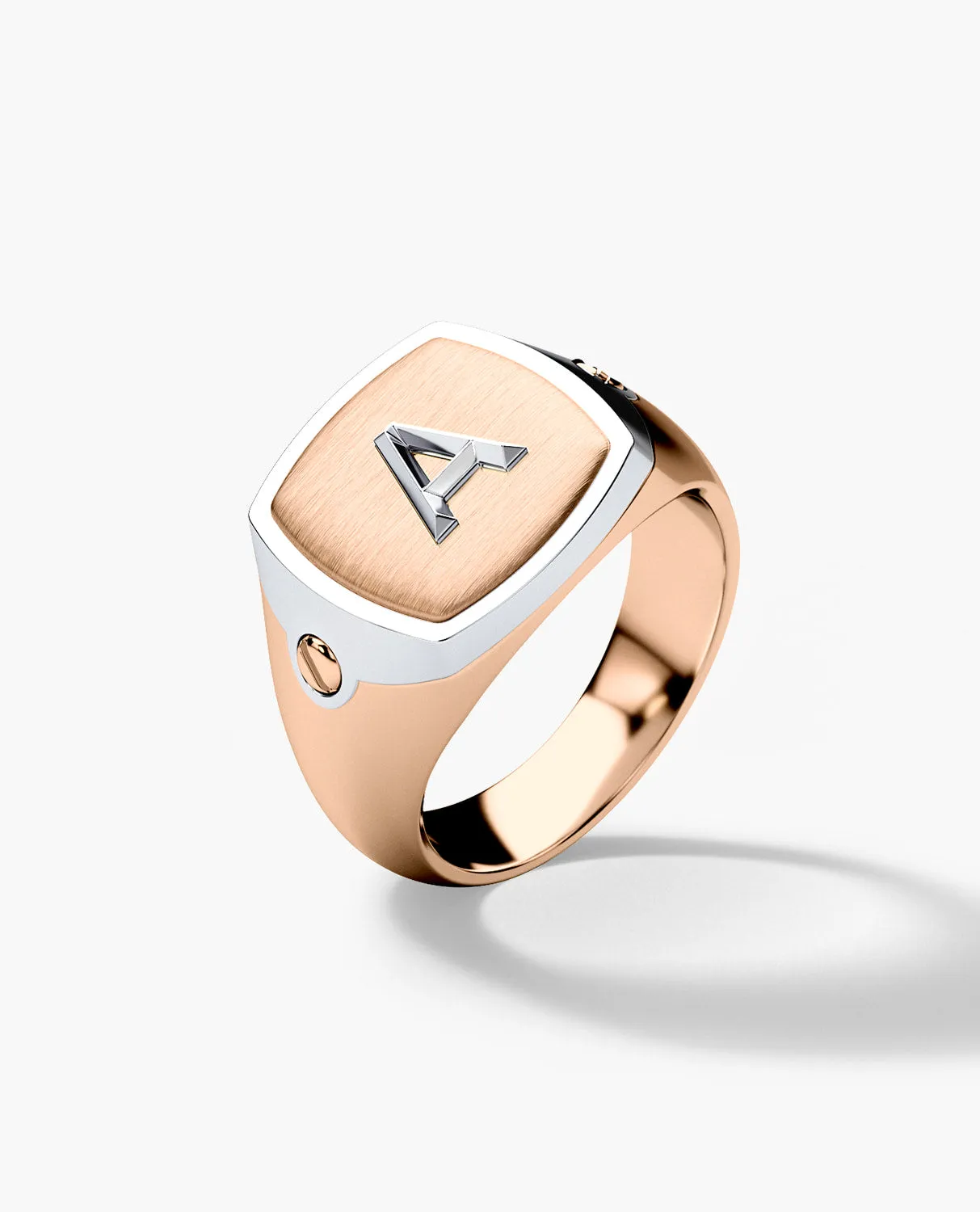 BETZ Two-Tone Gold Initial Signet Ring - Version 2