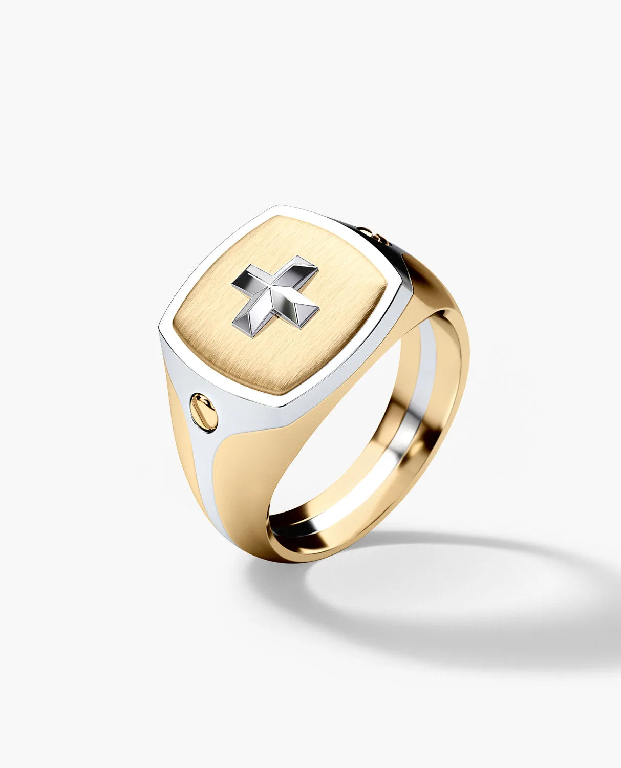 BETZ Two-Tone Gold Religious Signet Ring - Version 1