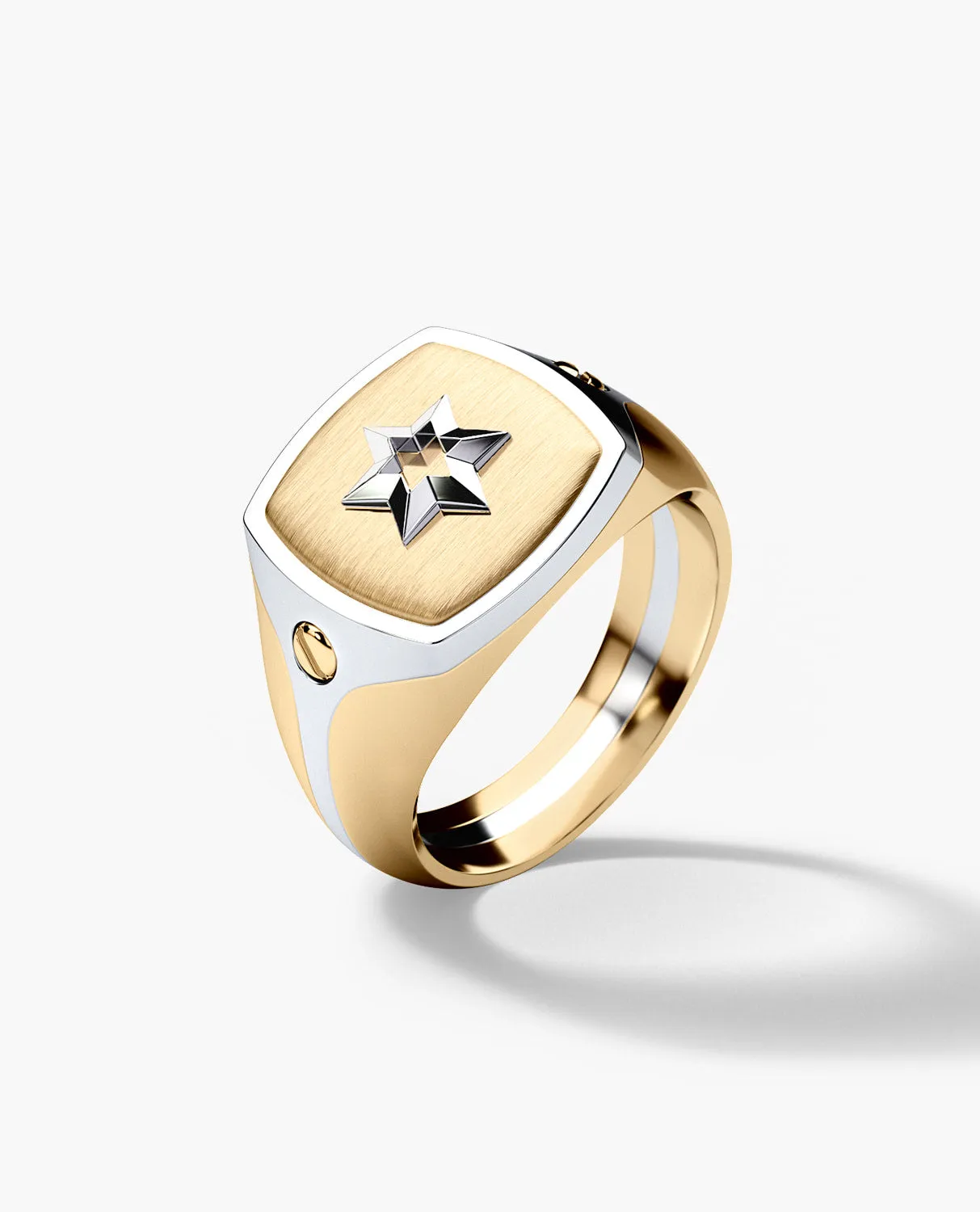 BETZ Two-Tone Gold Religious Signet Ring - Version 1