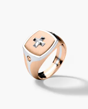 BETZ Two-Tone Gold Religious Signet Ring - Version 1