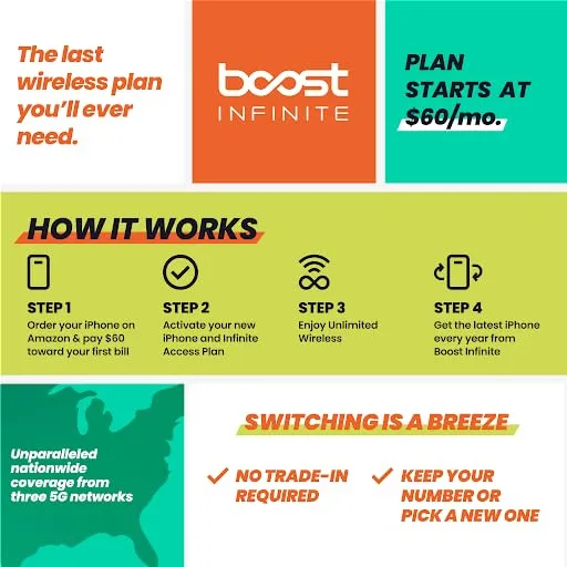 Boost Infinite iPhone 15 Pro Max (1 TB) — Natural Titanium [Locked]. Requires unlimited plan starting at $60/mo.