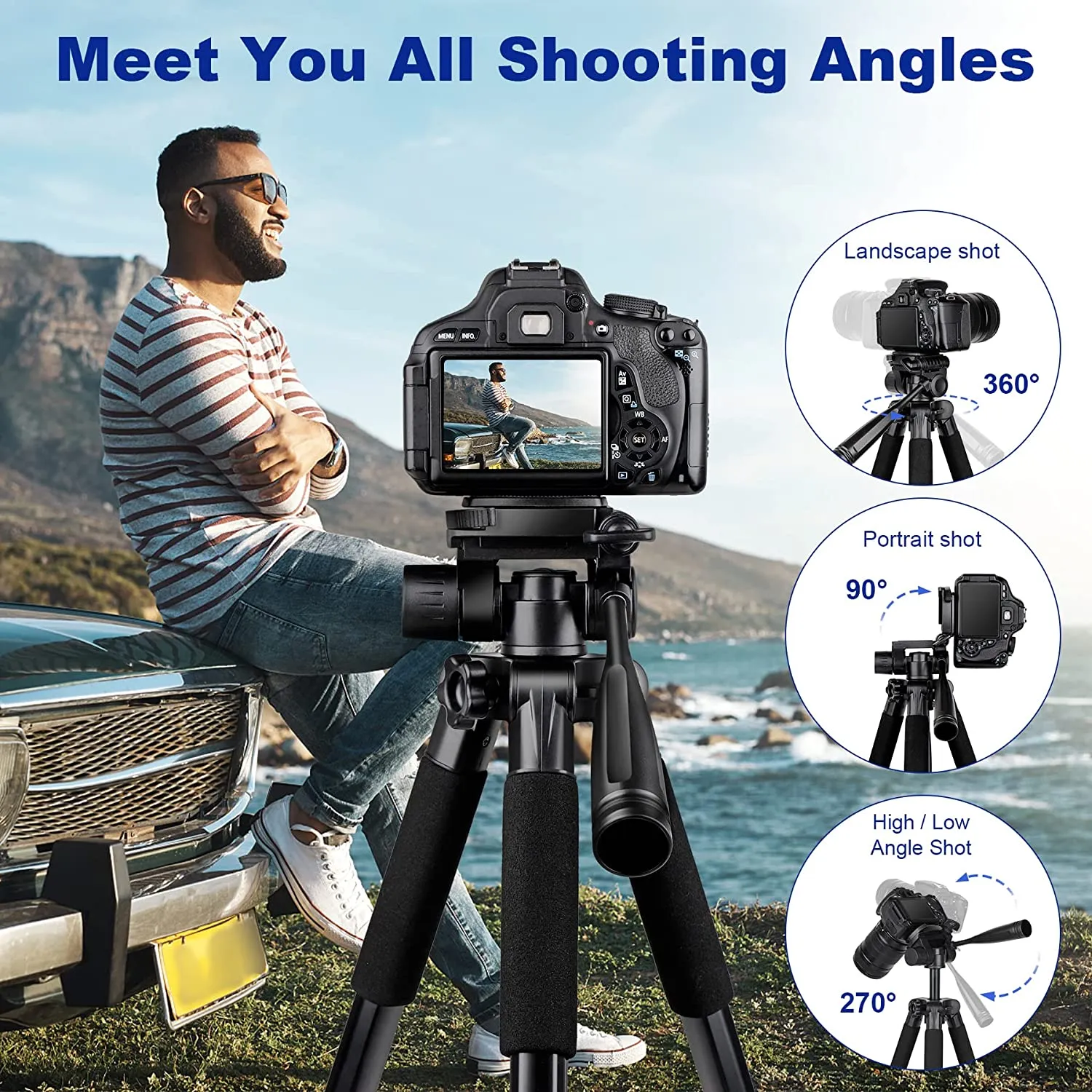 Camera Tripod, 67" Tripod for Camera Stand, Heavy Duty Tripod with Remote & Travel Bag for Projectors, Lasers, DSLR, Webcam, Aluminum Phone Tripod for Video Recording Photo Vlogging(USA)