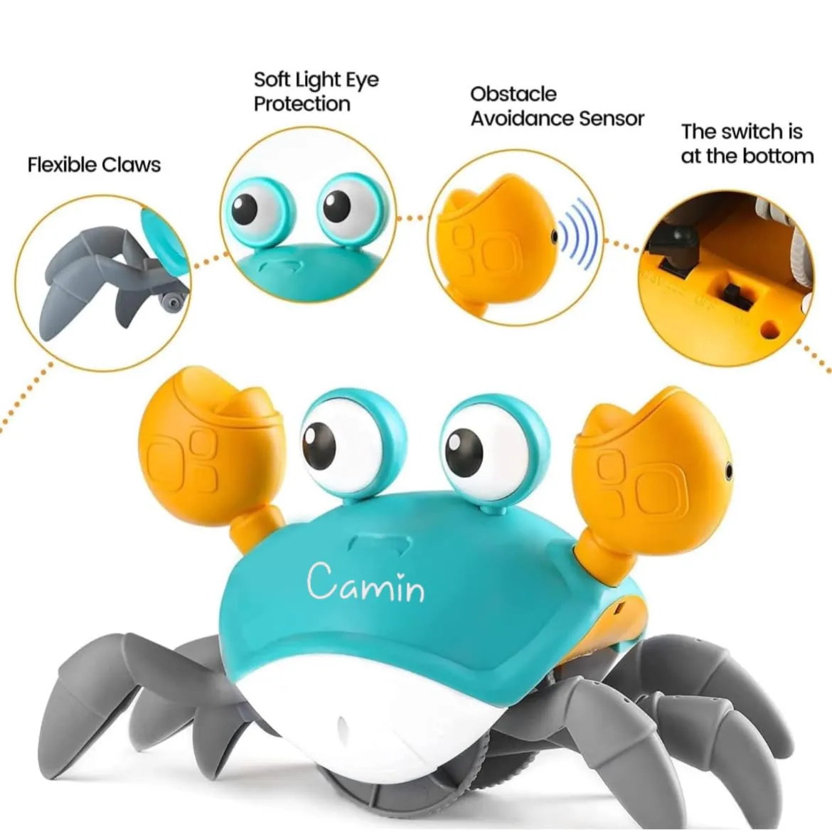 Camin Crawling Crab Toy Baby Musical Kids Toy with LED Lights & Rechargeable Battery | Interactive Early Learning and Entertainment Toys for Kids Toddlers & Infants