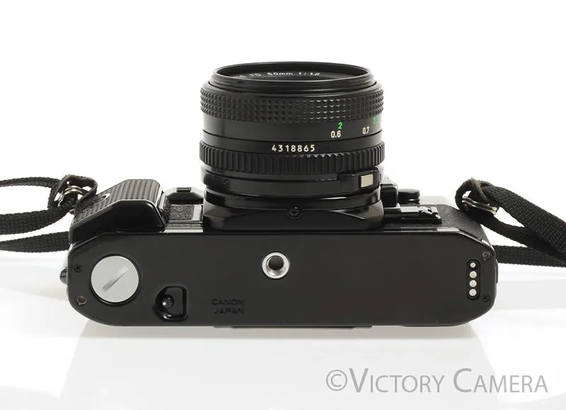 Canon A-1 A1 35mm Black Camera w/ 50mm F1.8 Lens -New Seals, No Squeak- [EX ]