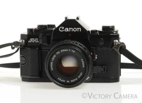 Canon A-1 A1 35mm Black Camera w/ 50mm F1.8 Lens -New Seals, No Squeak- [EX ]