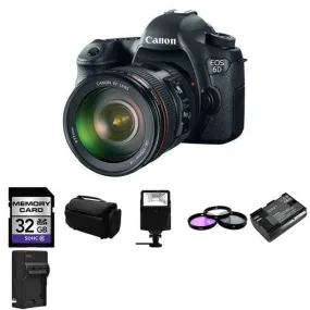 Canon EOS 6D Camera w/ 24-105mm f/4.0L IS USM Lens   32GB, 2 Batteries Starter Bundle