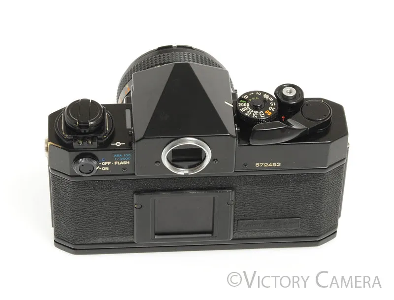 Canon F1 F-1 Black 35mm Camera Body w/ 50mm f1.8 Lens -New Seals- [Near Mint]