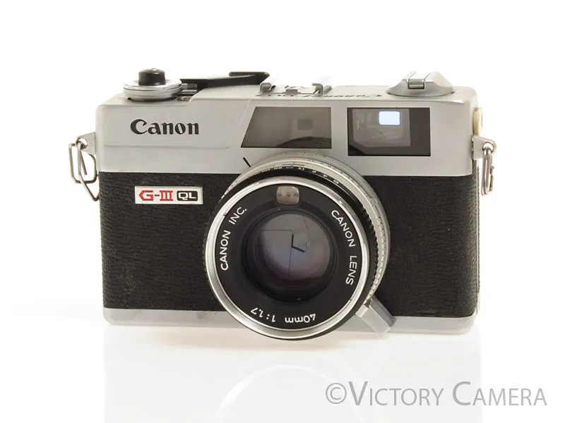 Canonet QL17 QL-17 GIII Rangefinder Camera -Clean, New Seals-