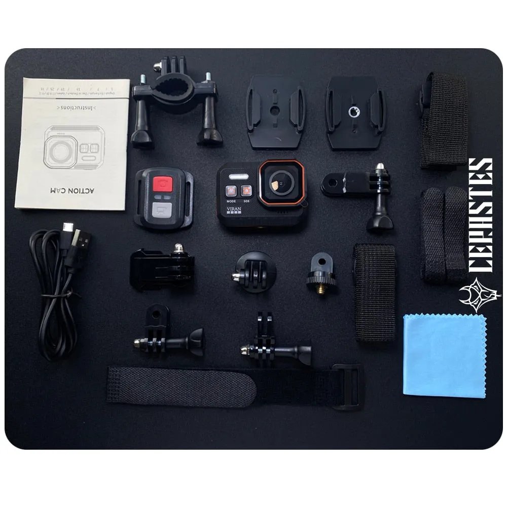 CERASTES Action Camera 4K60FPS With Remote Control Screen Waterproof Sport Camera drive recorder Sports Camera Helmet Action Cam