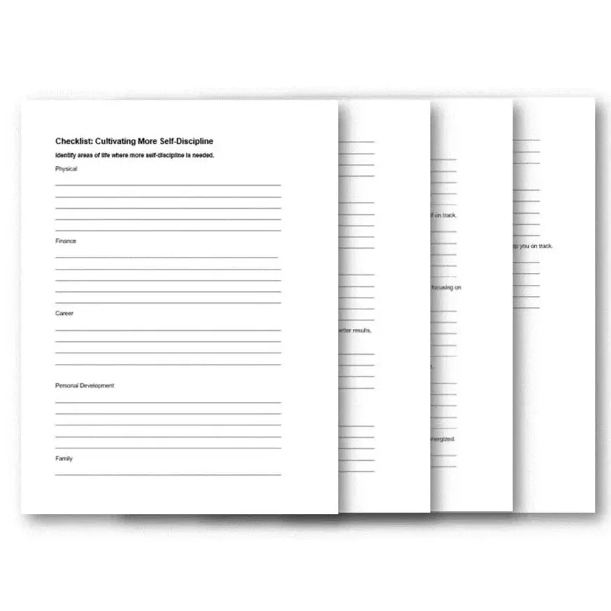 Cultivating Self-Discipline PLR Checklist & Worksheet