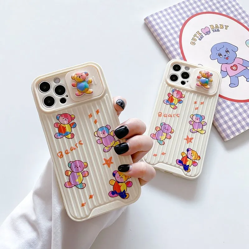 Cute 3D Bear Painted iPhone Case