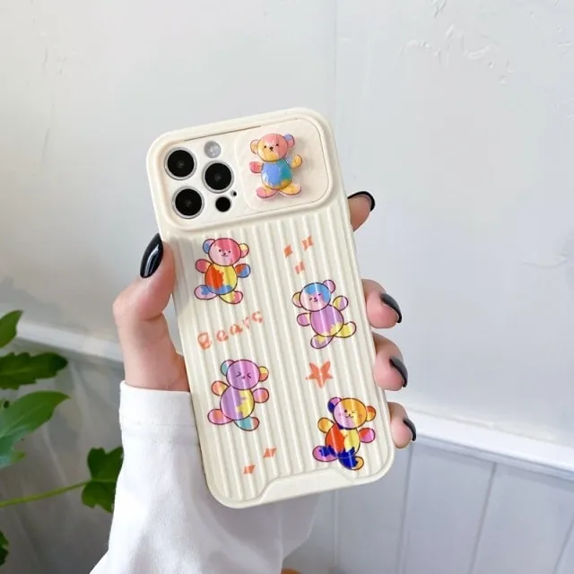 Cute 3D Bear Painted iPhone Case