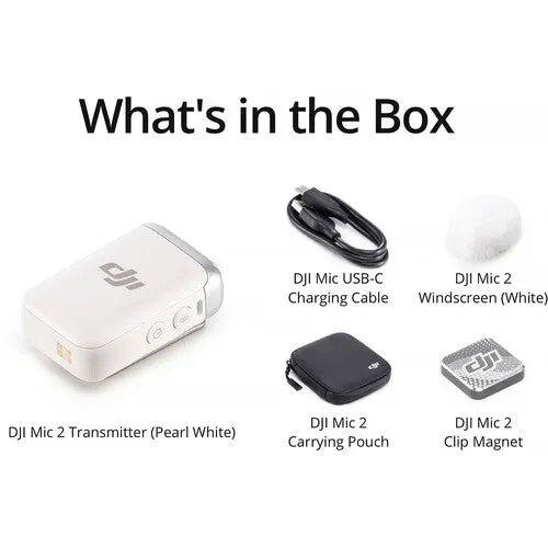 DJI MIC 2 Wireless Microphone Transmitter (1 TX), Platinum White
