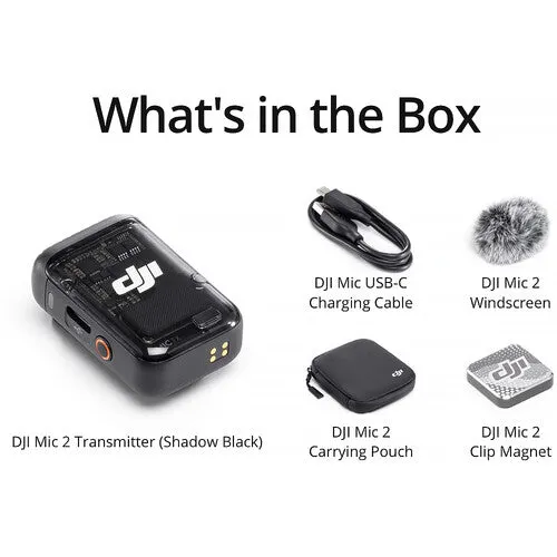DJI MIC 2 Wireless Microphone Transmitter (1 TX), Shadow Black