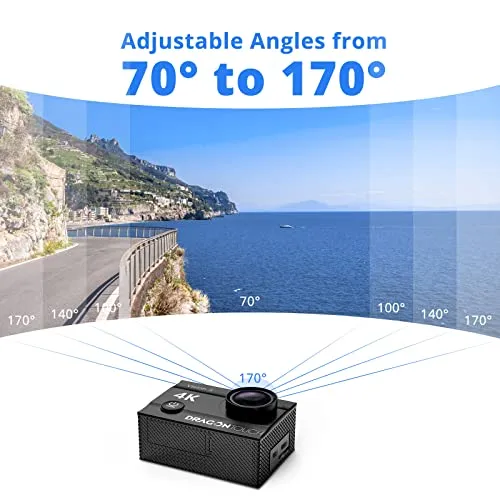 Dragon Touch 4K Action Camera 20MP Vision 3 Underwater Waterproof Camera