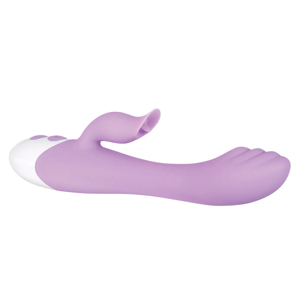 Evolved Pleasing Petal Rechargeable Silicone Flicking Dual Stimulator Light Purple