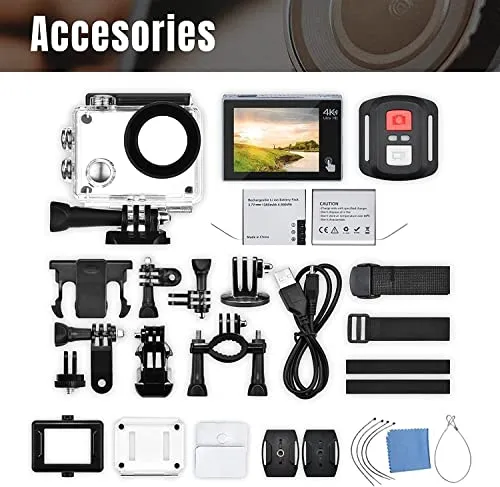 Exprotrek Action Camera 4K 60FPS with Touch Screen, EIS 170 °